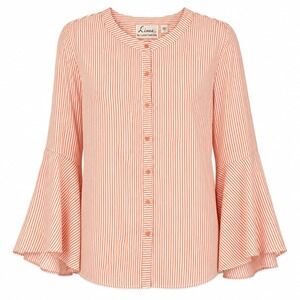 Linea by Louis Dell'Olio Shirt XL 16 Orange Striped Bell Sleeve Button Down